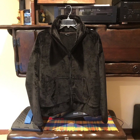 VELOUR CHOCOLATE BROWN BOMBER JACKET Large-XLarge NWOT - Picture 7 of 15